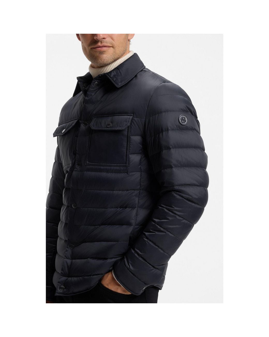 Boss Blue Quilted Down Jacket for men