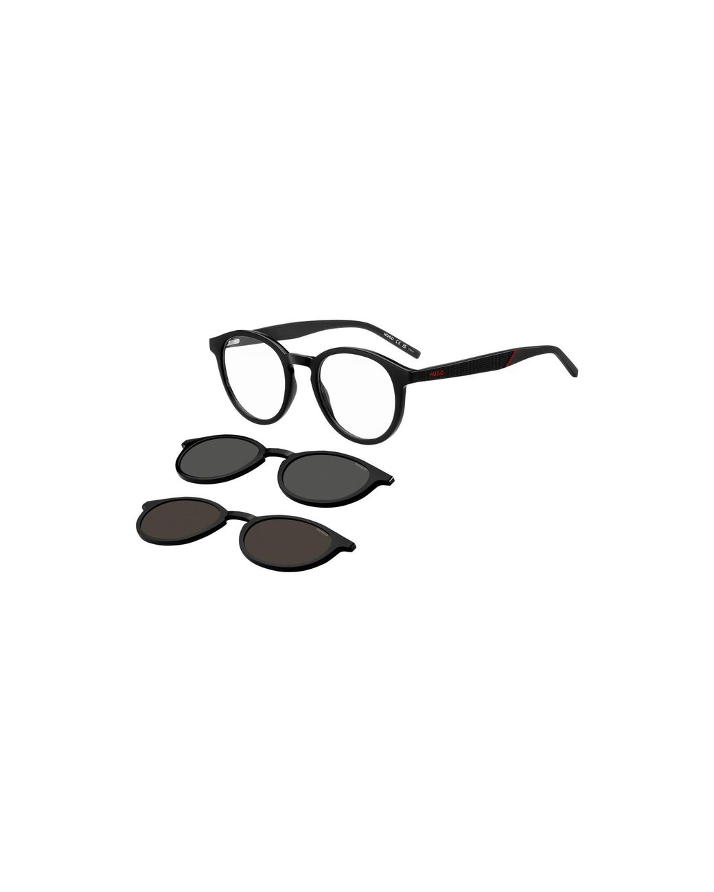 HUGO Black Optical Frames With Clip-On Shaded Lenses for men