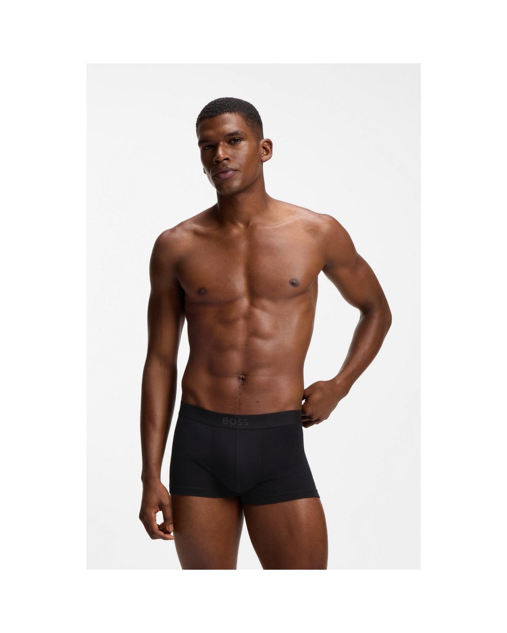 Boss Black Three-Pack Of Stretch-Cotton Trunks With Logo Waistbands for men