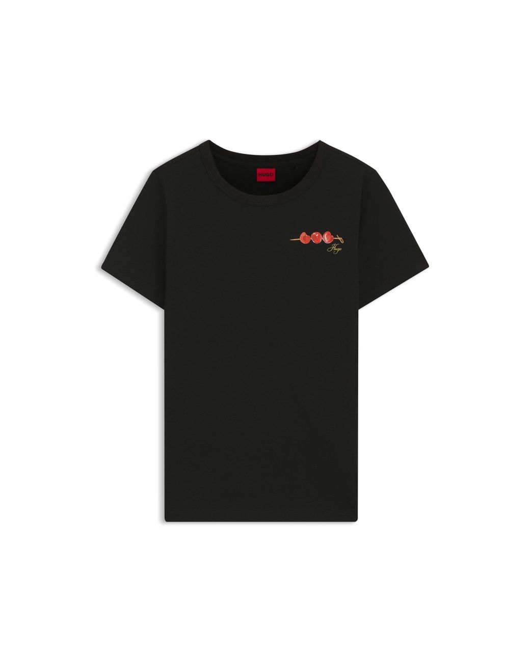 HUGO Black Cotton-Jersey T-Shirt With Logo Artwork
