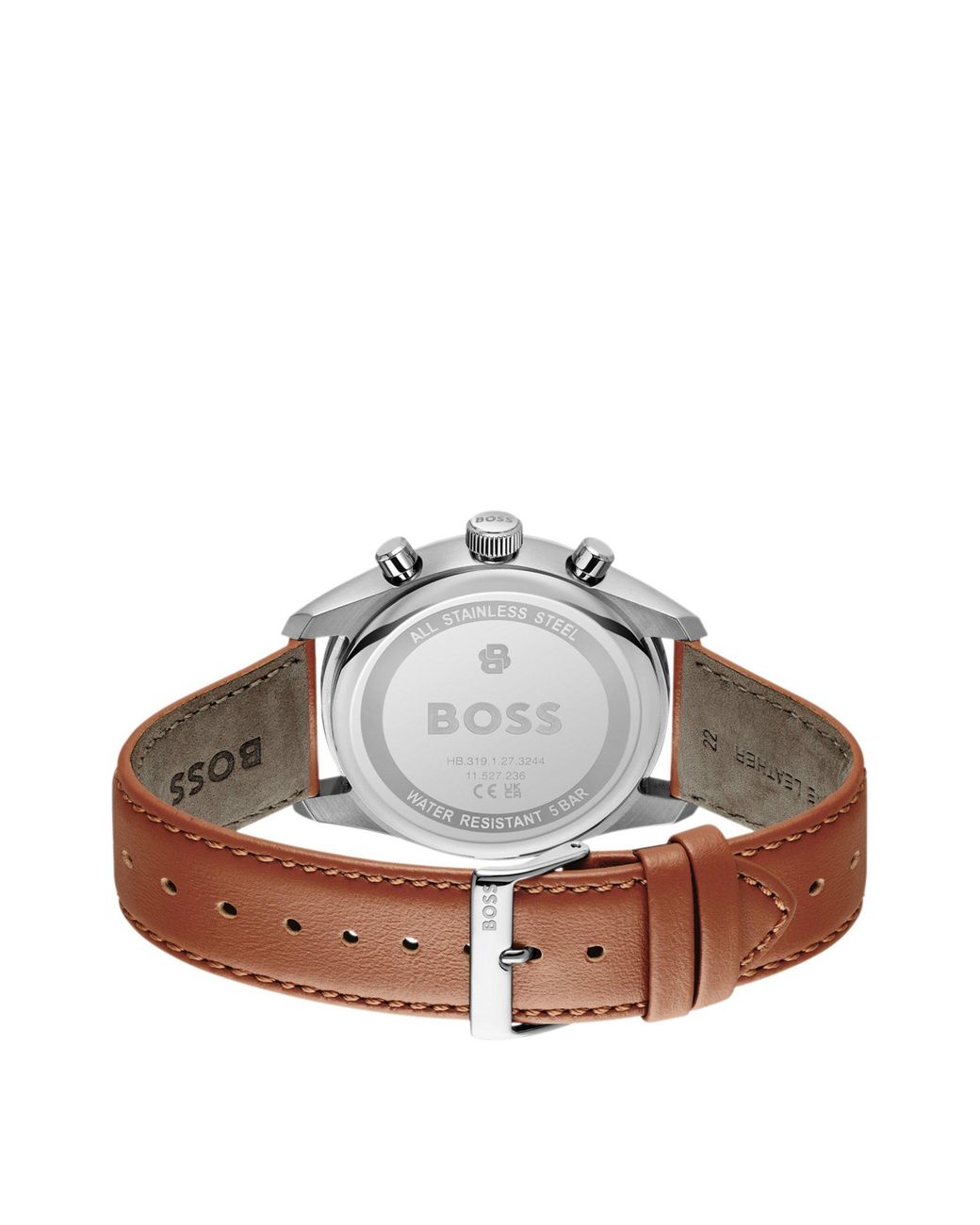 Boss Grand Prix 44 Chronograph Watch With Perforated Leather Strap in het White voor heren