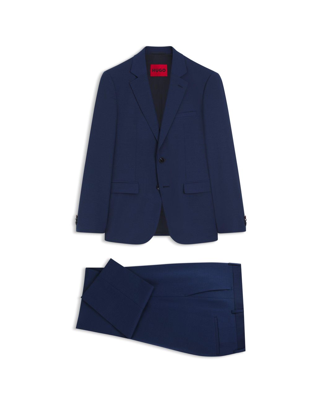 HUGO Blue Wool-Blend Two-Piece Extra-Slim-Fit Suit for men