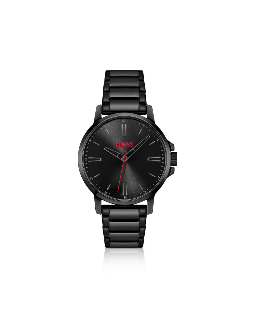 HUGO Black Plated Watch With Tonal Steel Bracelet for men