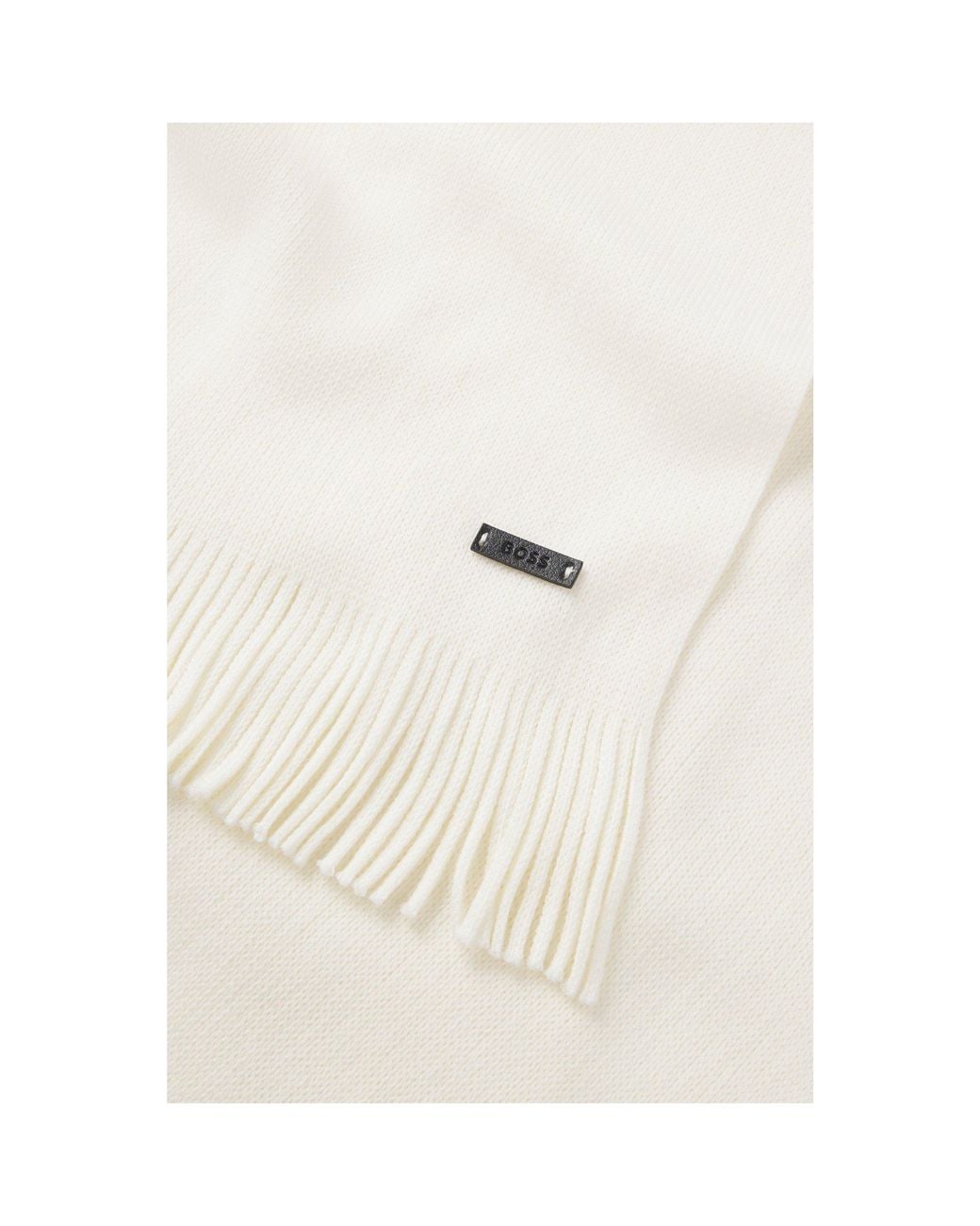 Boss White Knitted Scarf for men