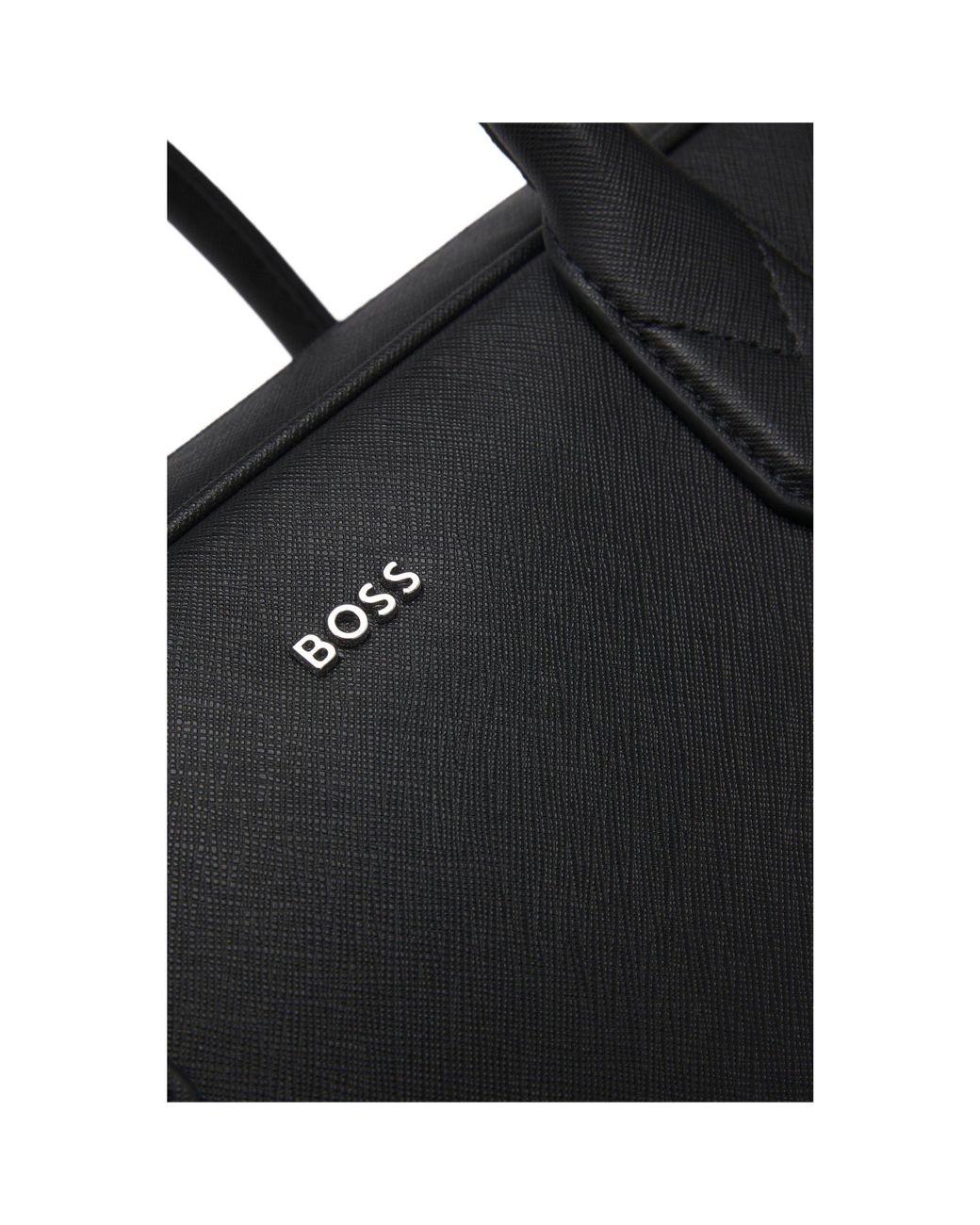 Boss Black Grained Document Case With Logo Lettering for men