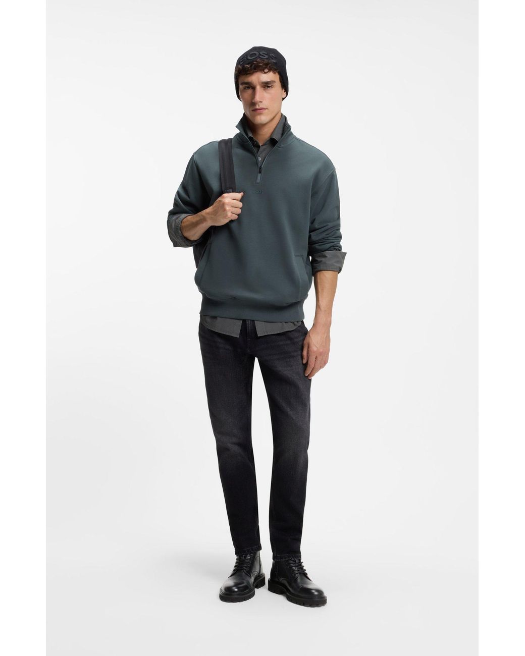 Stivali Stringati di Boss in Black da Uomo