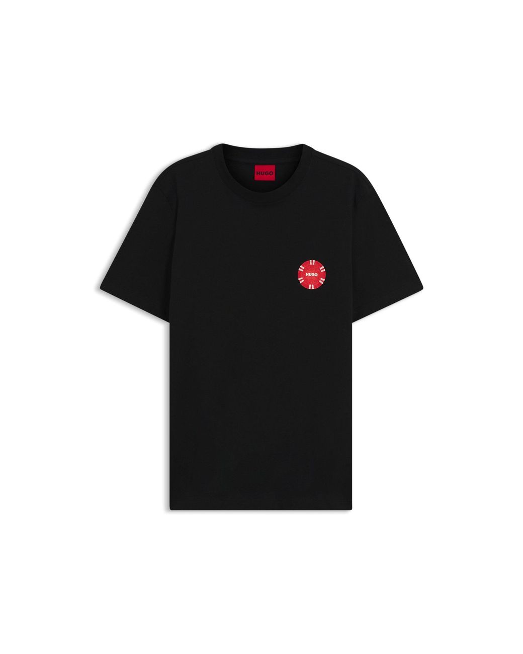 HUGO Black Cotton-Jersey T-Shirt With Poker-Chip Print for men