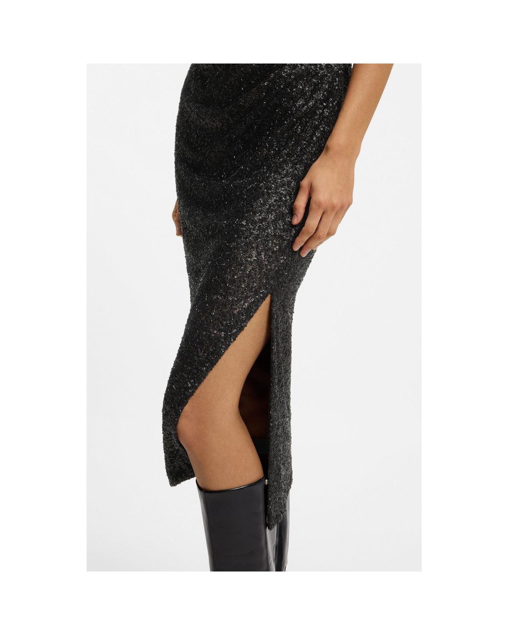 Boss White Asymmetric Sequinned Dress