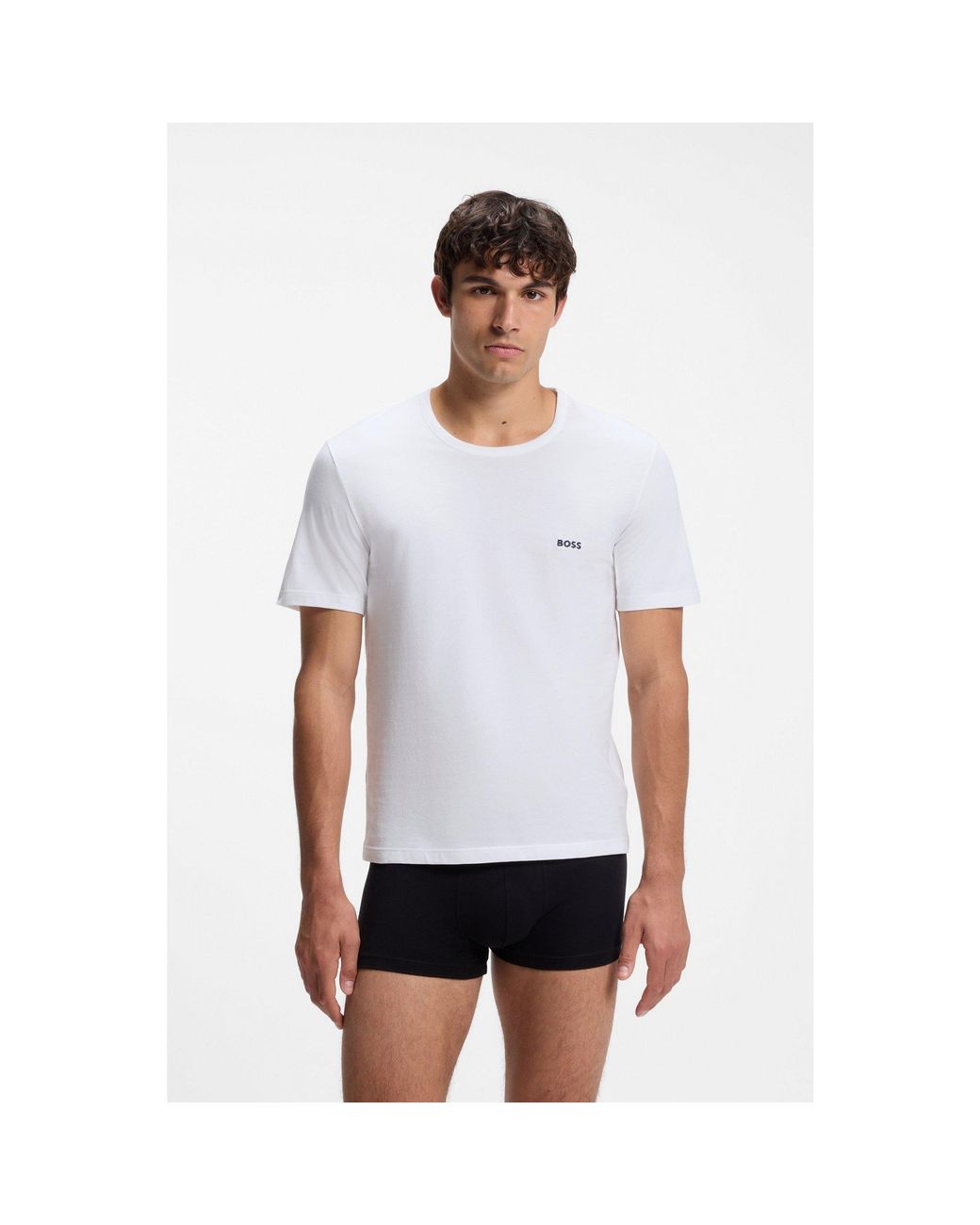 Boss Blue Boss - 3-pack Of Logo Embroidered T-shirts In Cotton for men