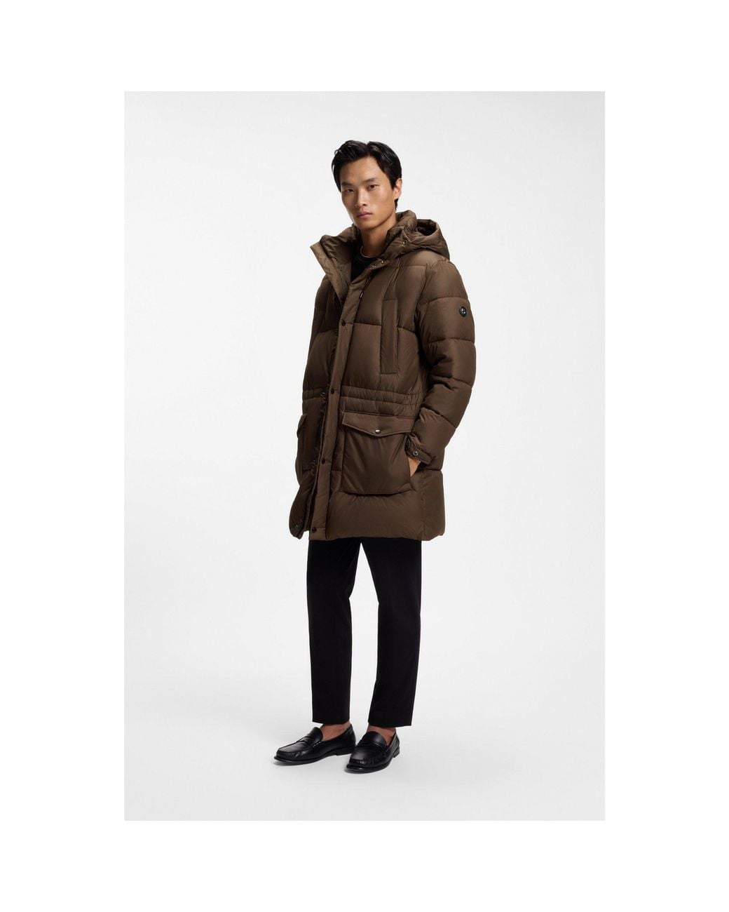 Boss Brown Padded Jacket With Water-Repellent Finish for men