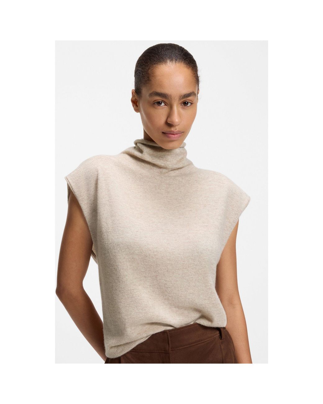 Boss Natural Mock-Neck Top