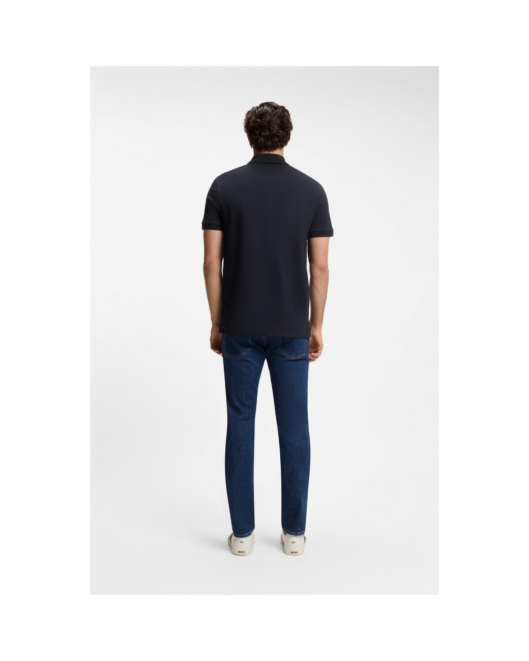 Boss Black Stretch-Cotton Slim-Fit Polo Shirt With Logo Patch for men