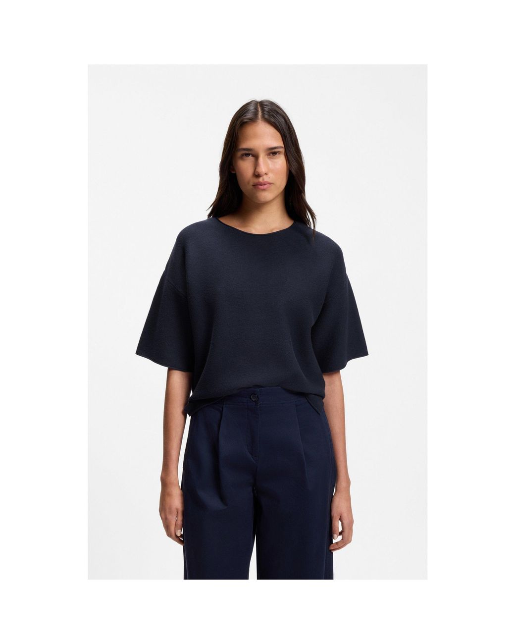 Boss Blue Relaxed-Fit Sweater