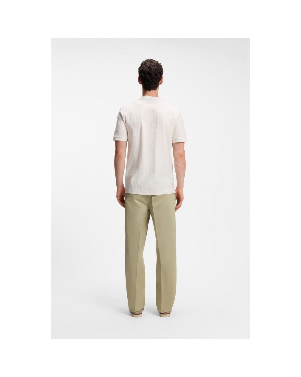 Boss Gray Geometric-Jacquard T-Shirt for men