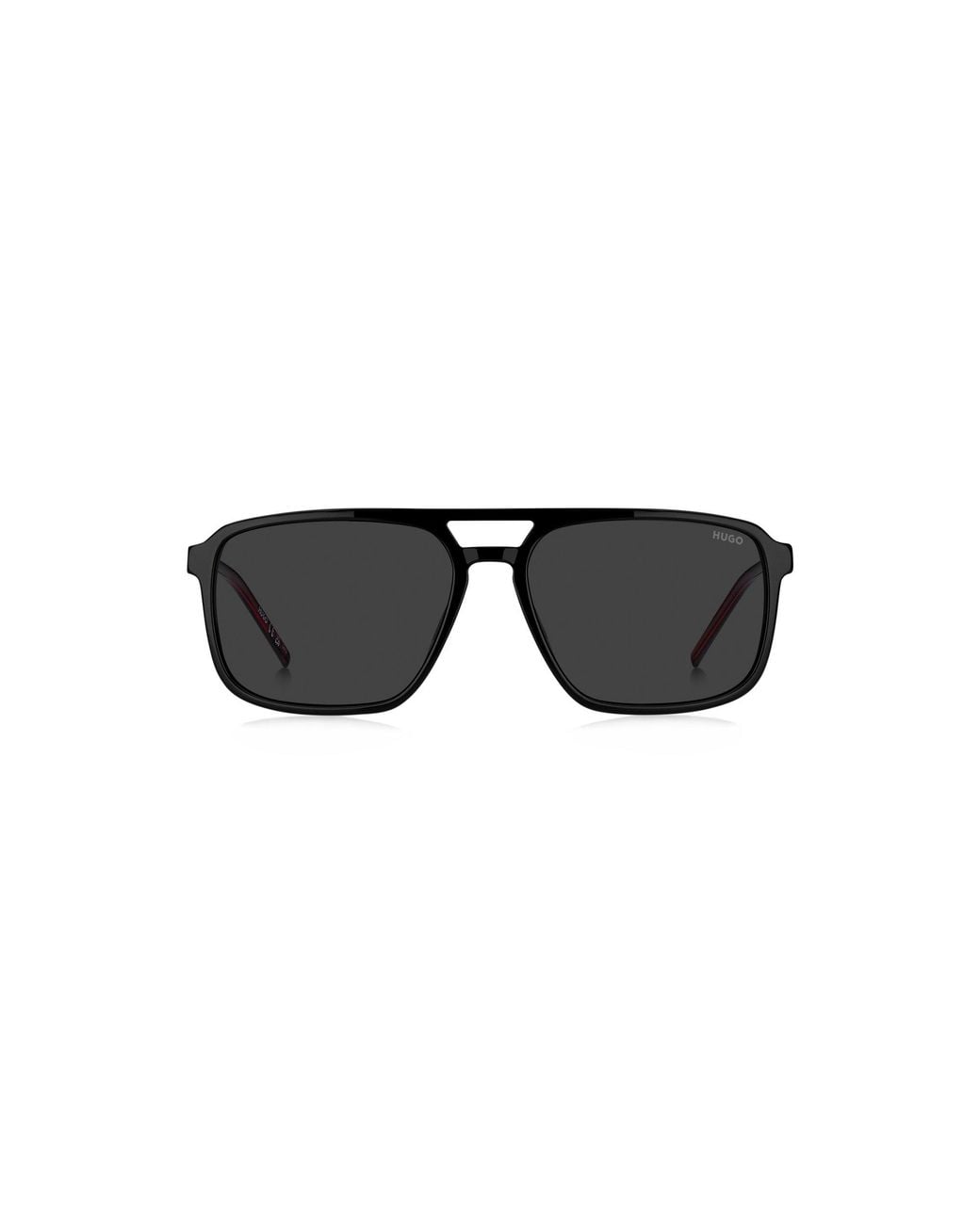HUGO Black Acetate Sunglasses With Rubber Logo for men