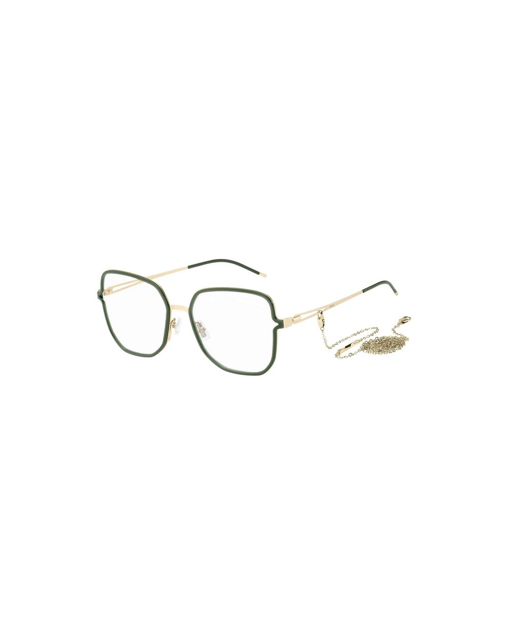 Boss Green Optical Frames With Forked Temples And Branded Chain
