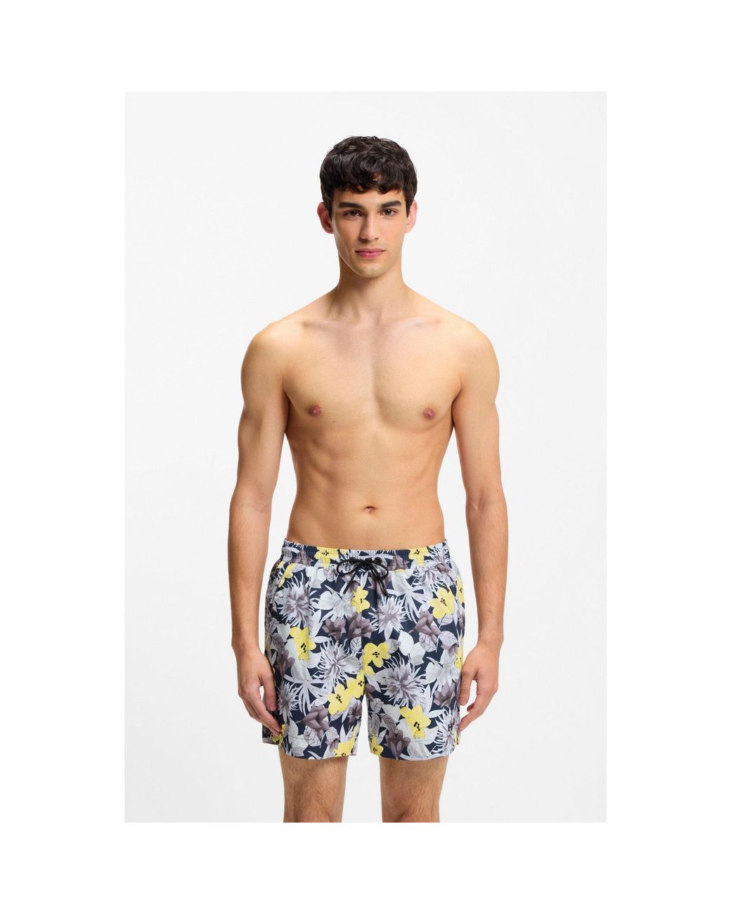 HUGO Blue Quick-Dry Swim Shorts With All-Over Print for men