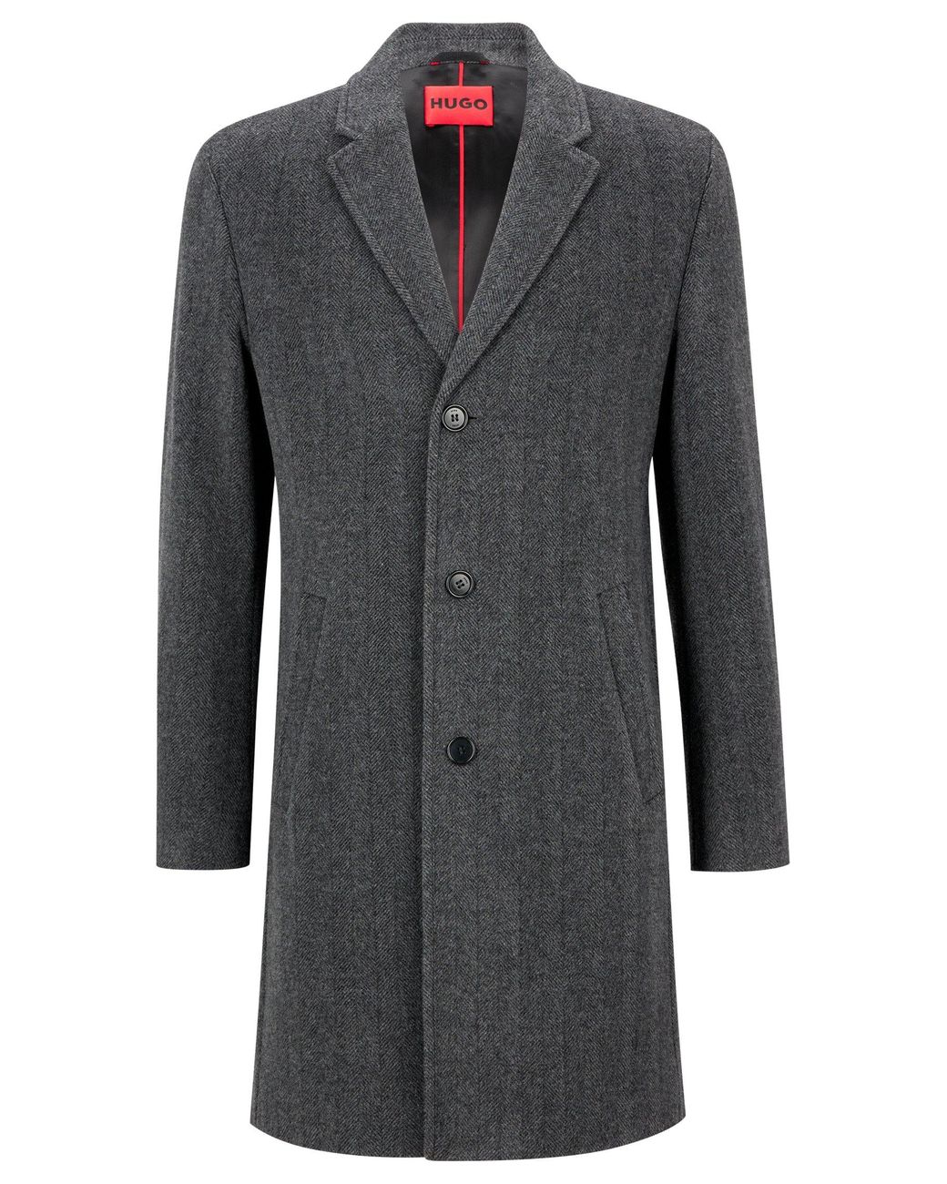 BOSS by HUGO BOSS Woolblend Formal Coat With Ivorynut Buttons in Grey