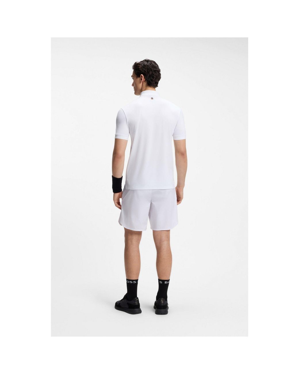 Boss White Active Quick-Dry Polo Shirt With Signature Stripe for men