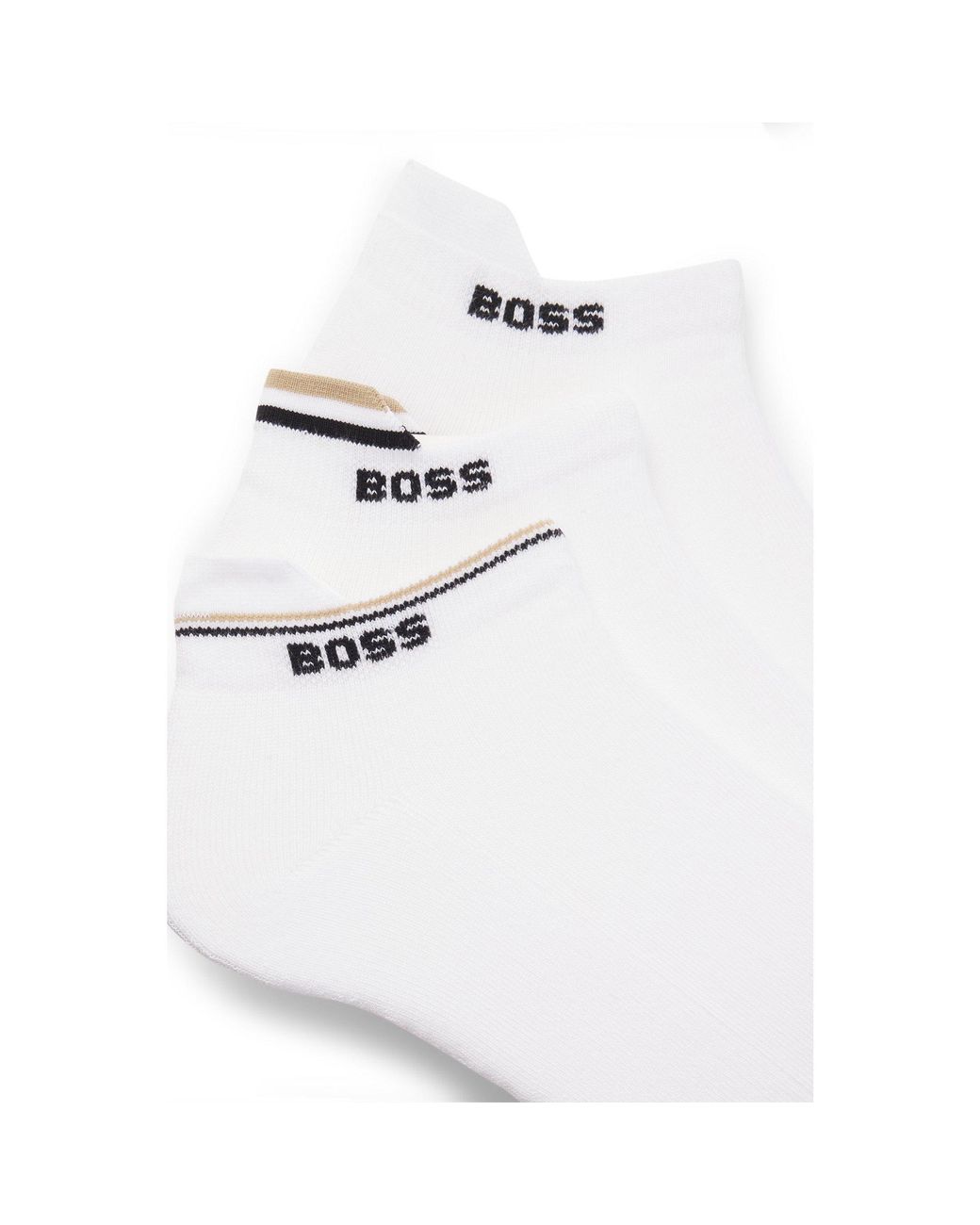 Boss White Three-Pack Ankle Socks With Plush Sole for men