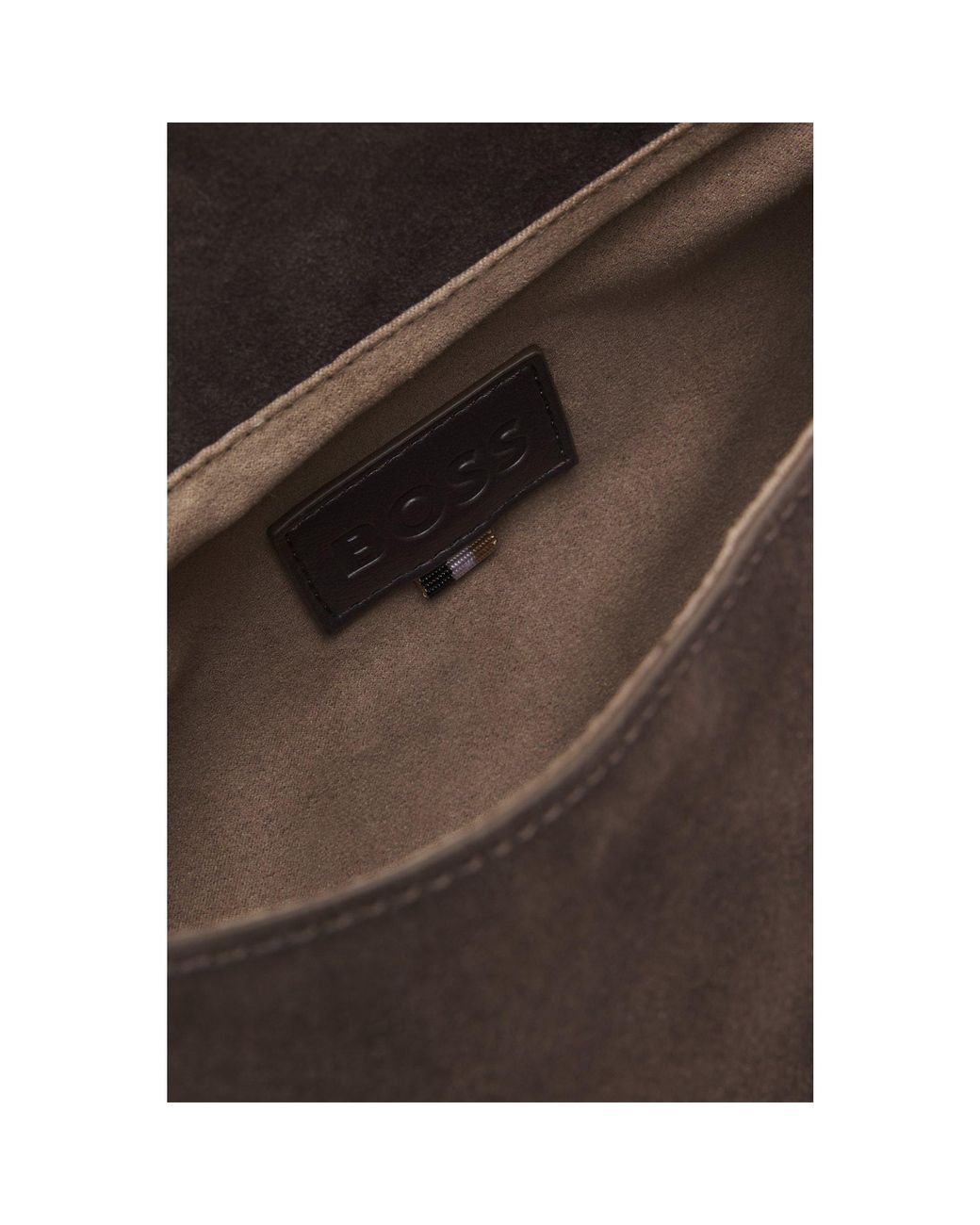 Boss Black Faux-Suede Shoulder Bag With Fold-Over Design