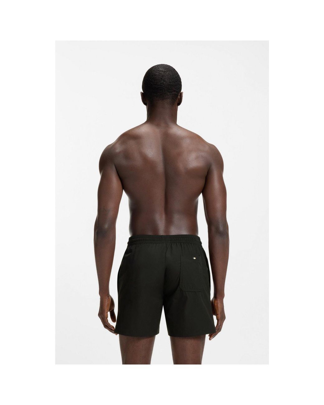 Boss Brown Swim Shorts With Logo Stripe Print for men