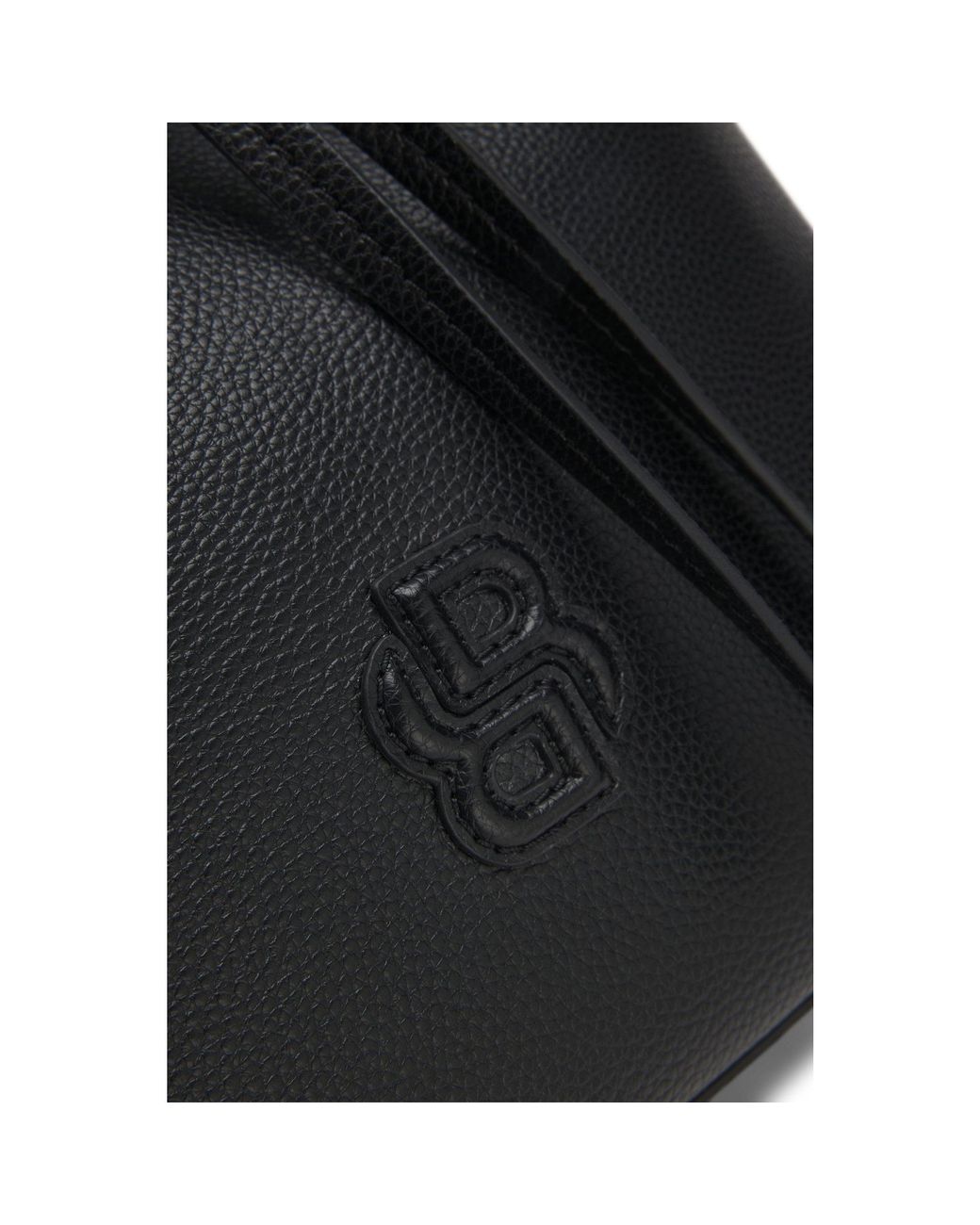 Boss Black Grained Faux-Leather Bucket Bag With Double B Monogram
