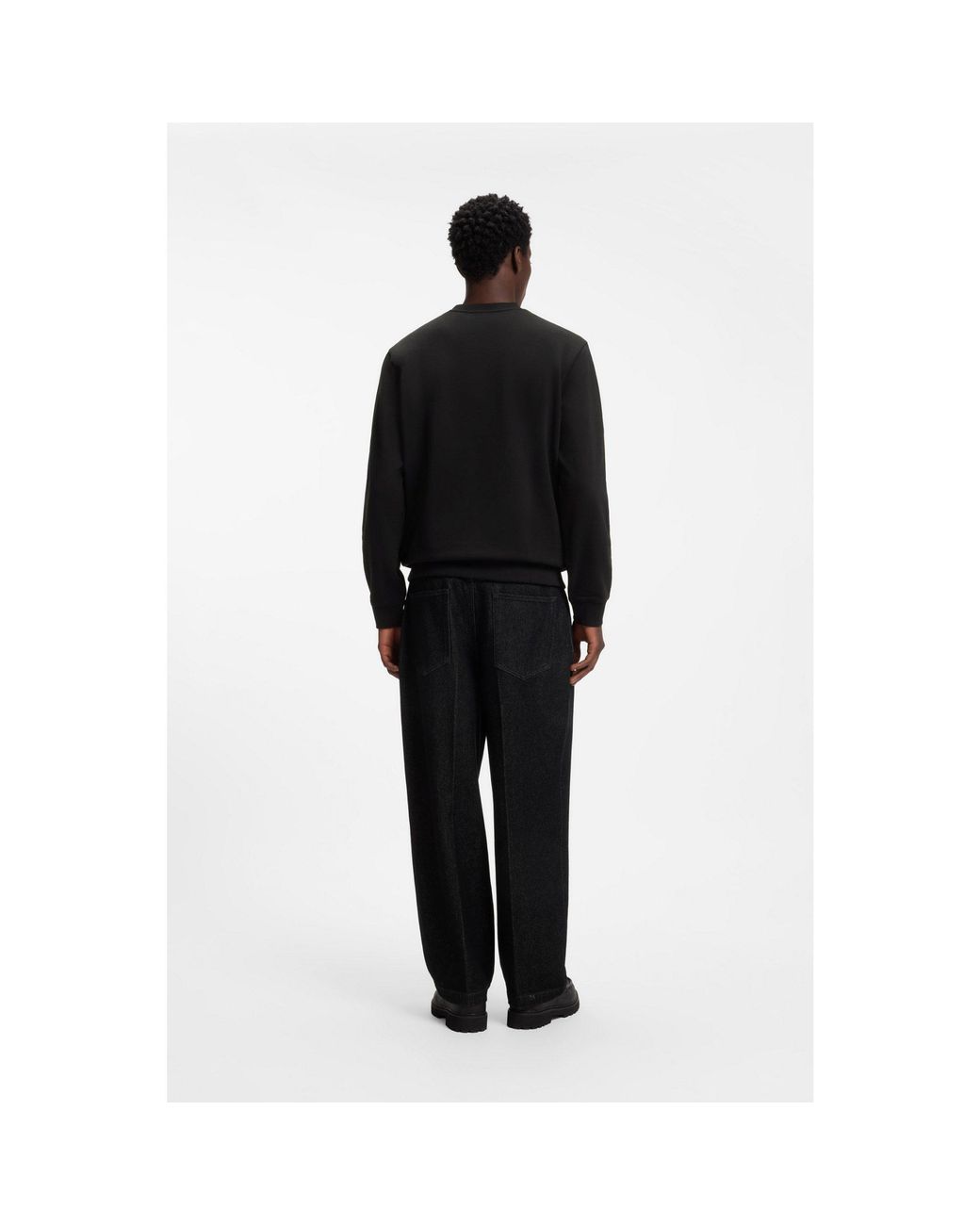 HUGO Black Cotton-Terry Sweatshirt With Logo Label for men