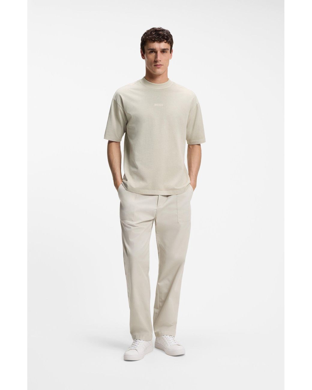 Boss Relaxed-Fit T-Shirt Aus Baumwolle Mit Logo-Stickerei in White für Herren