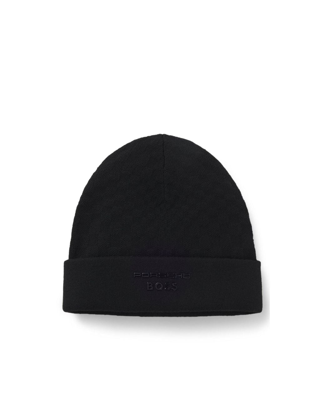 Boss Black Porsche X Beanie Hat With Pasha Check for men