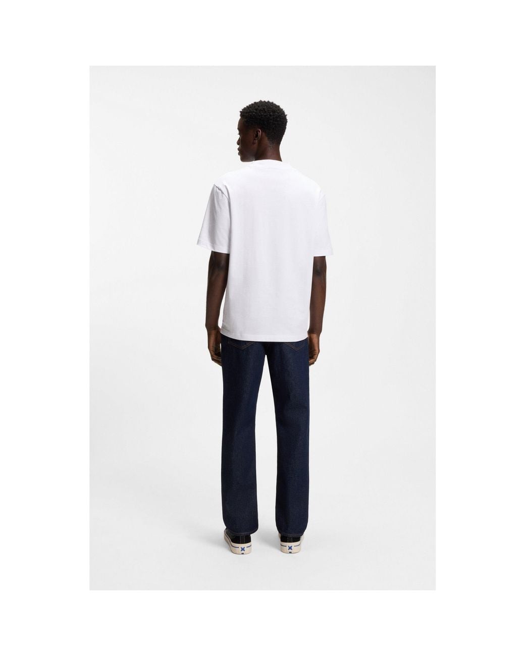 HUGO White Cotton-Jersey T-Shirt With Logo Badge for men