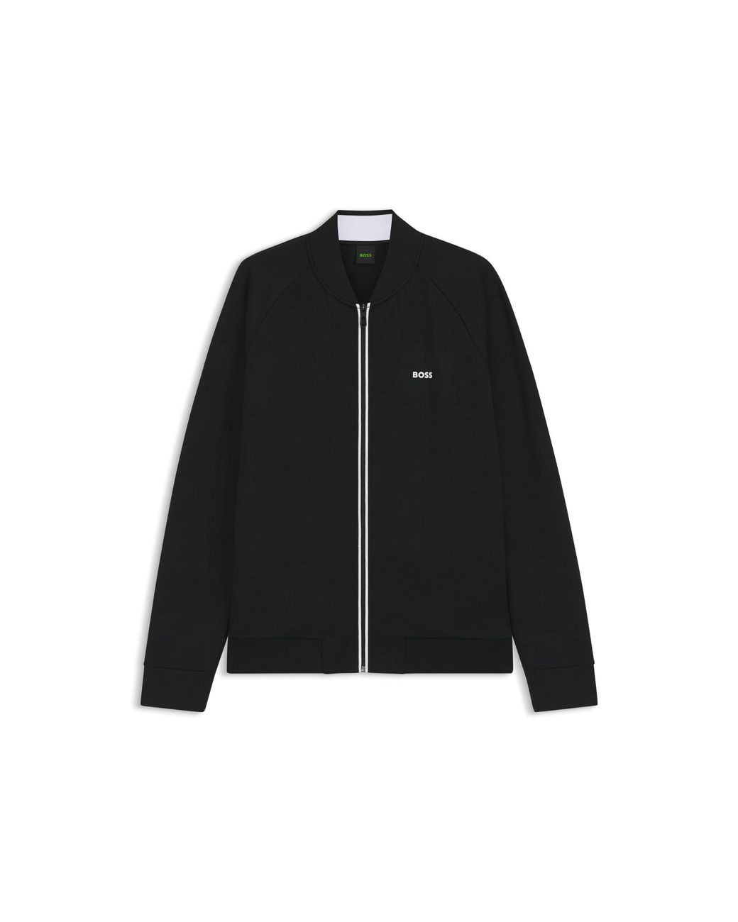 Boss Black Triangle-Jacquard Zip-Up Sweatshirt With Rubberised Logo for men