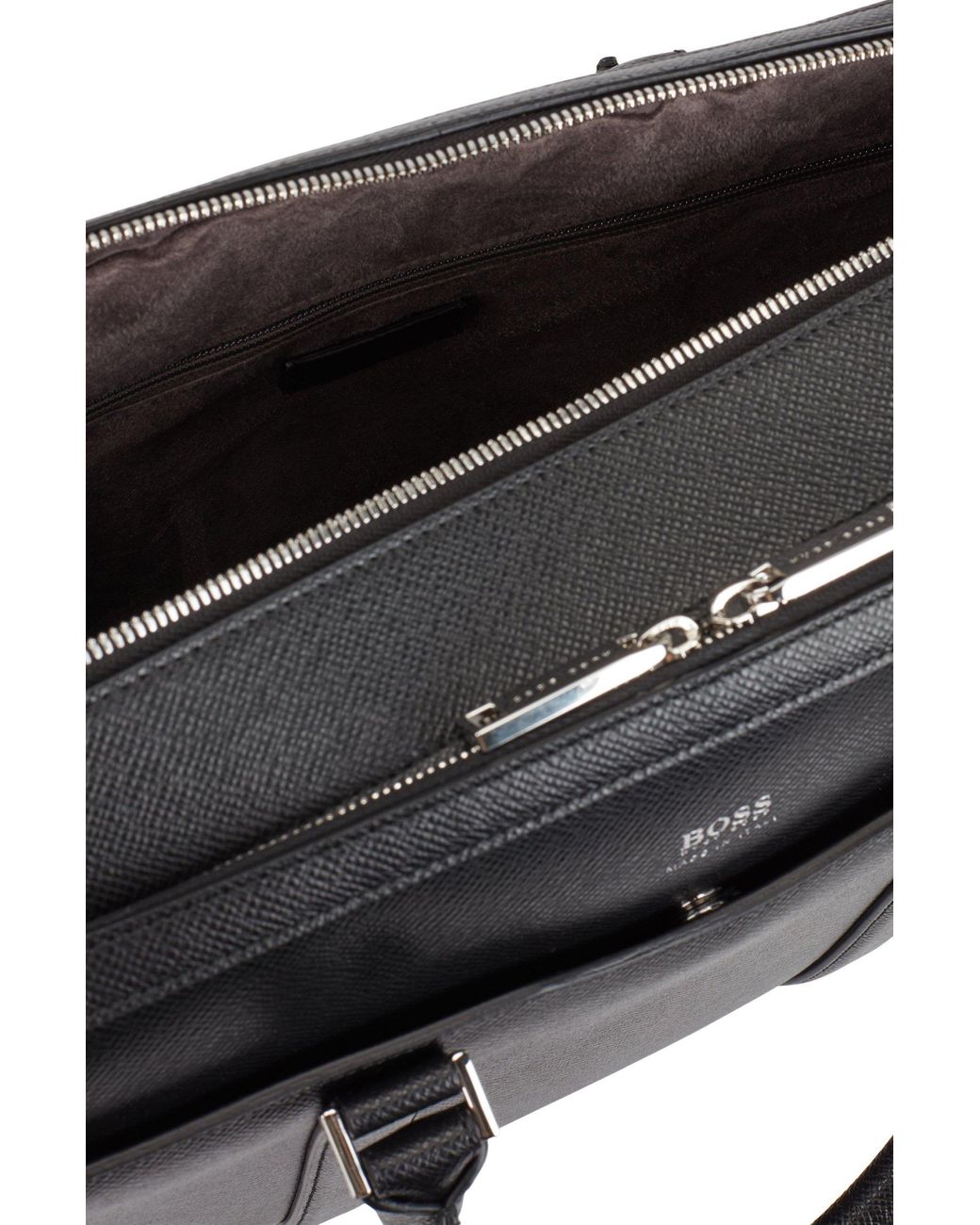 BOSS by HUGO BOSS Signature Collection Double Document Case In Palmellato  Leather in Black for Men | Lyst UK