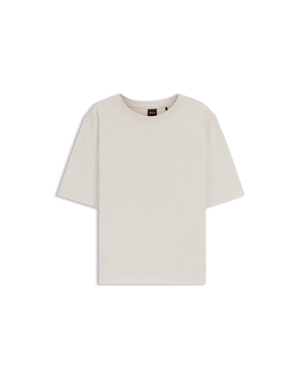 Boss White Oversized-Fit Cotton T-Shirt With Puff-Print Logo