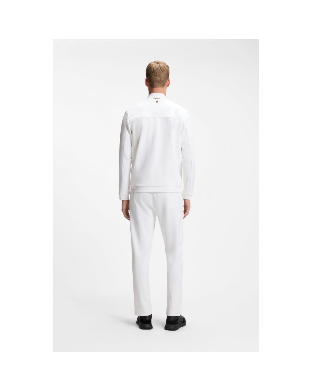 Boss White Active Zip-Up Sweatshirt With Moisture Management for men