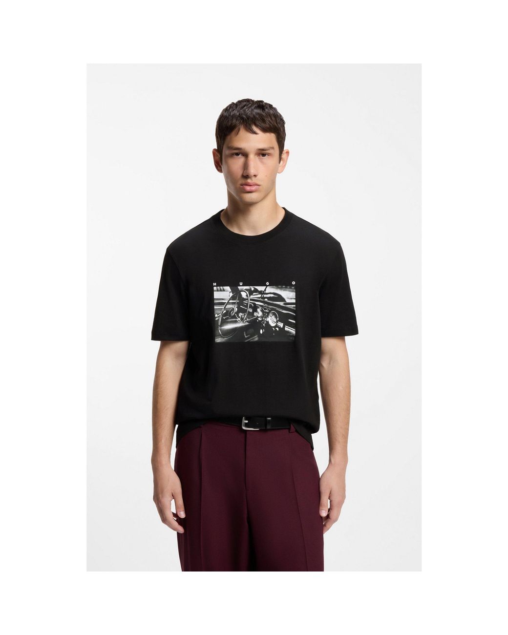 HUGO Black Relaxed-Fit T-Shirt for men