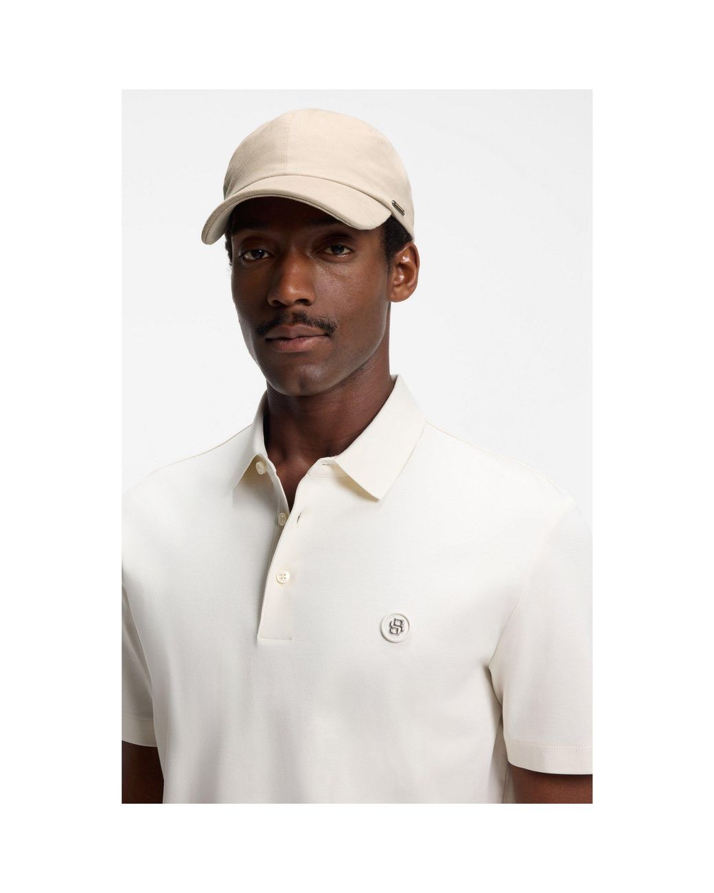 Boss Natural Cotton-Gabardine Cap With Suede Visor for men