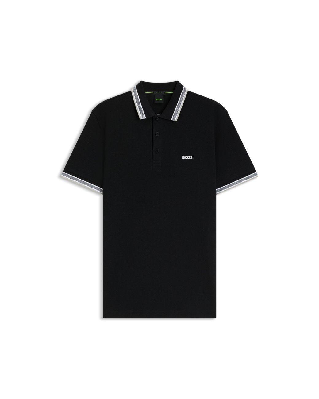 Boss Black Cotton Piqué Polo Shirt With Logo Details for men