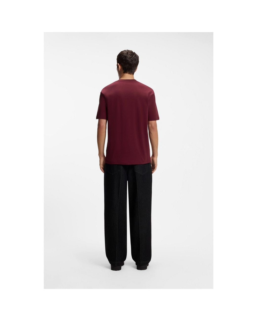 HUGO Red Interlock-Cotton T-Shirt With Metallic Stacked-Logo Badge for men