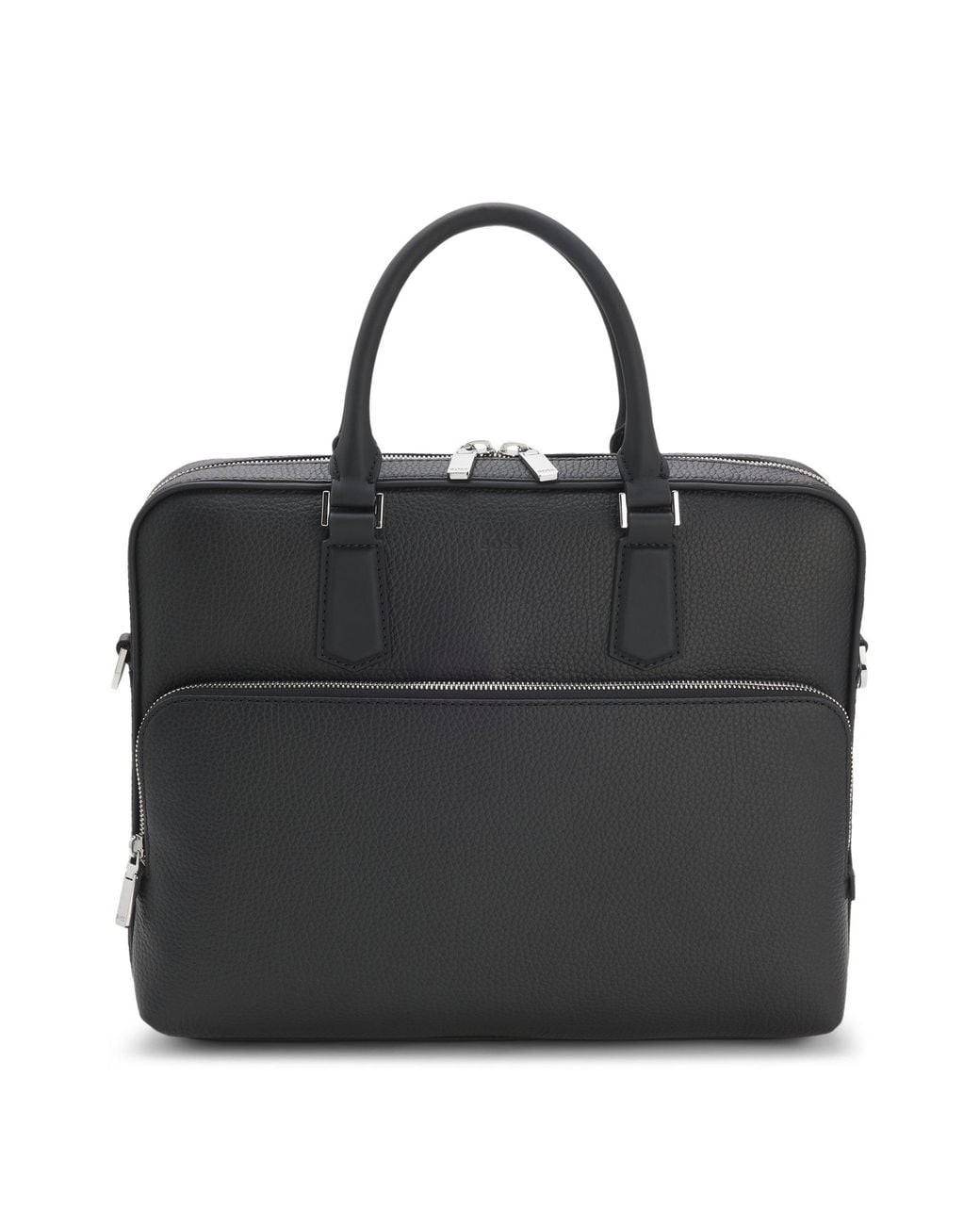 Boss Black Italian Leather Double-Zip Document Case for men