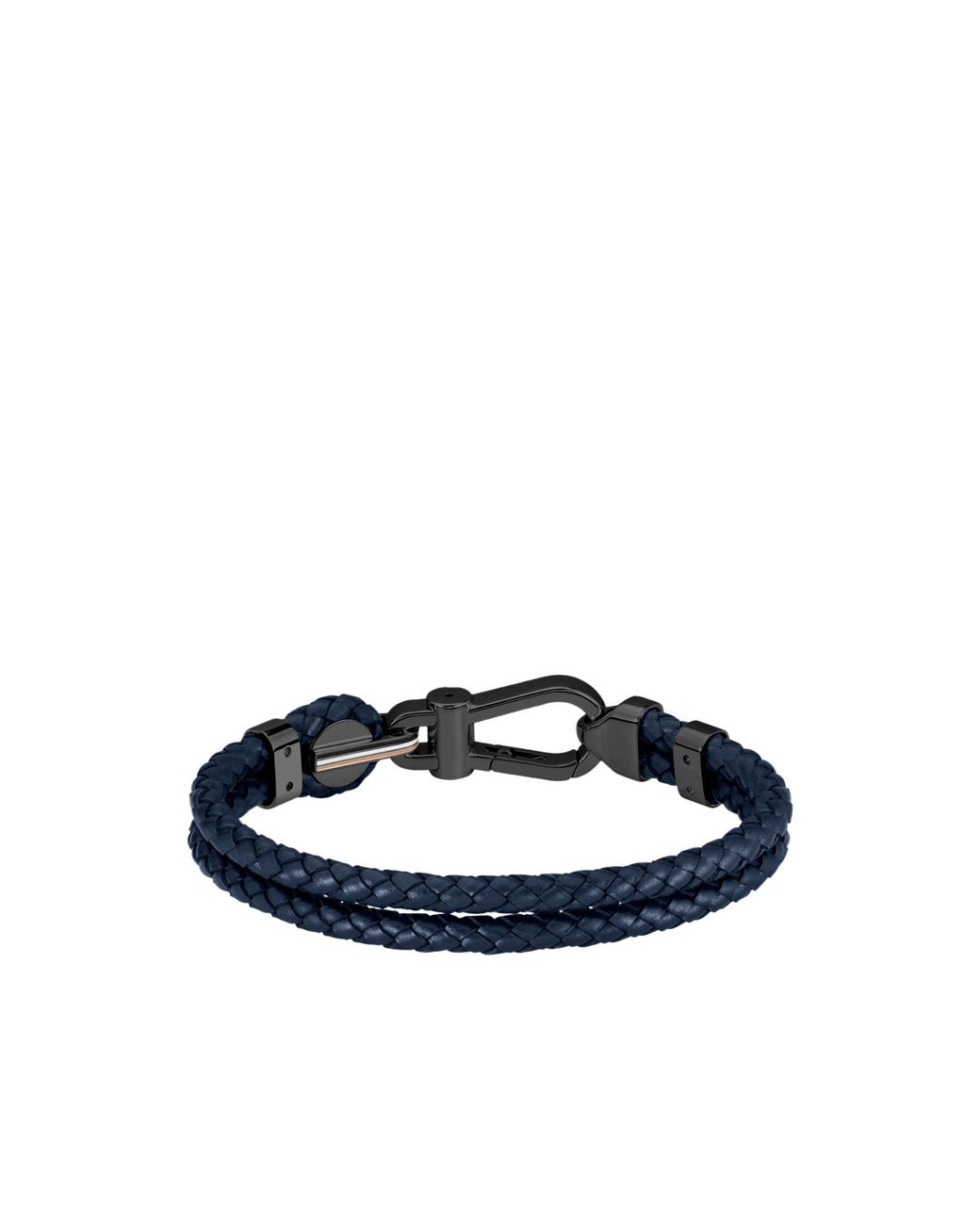 Boss Blue Braided-Leather Cuff With Carabiner Closure for men