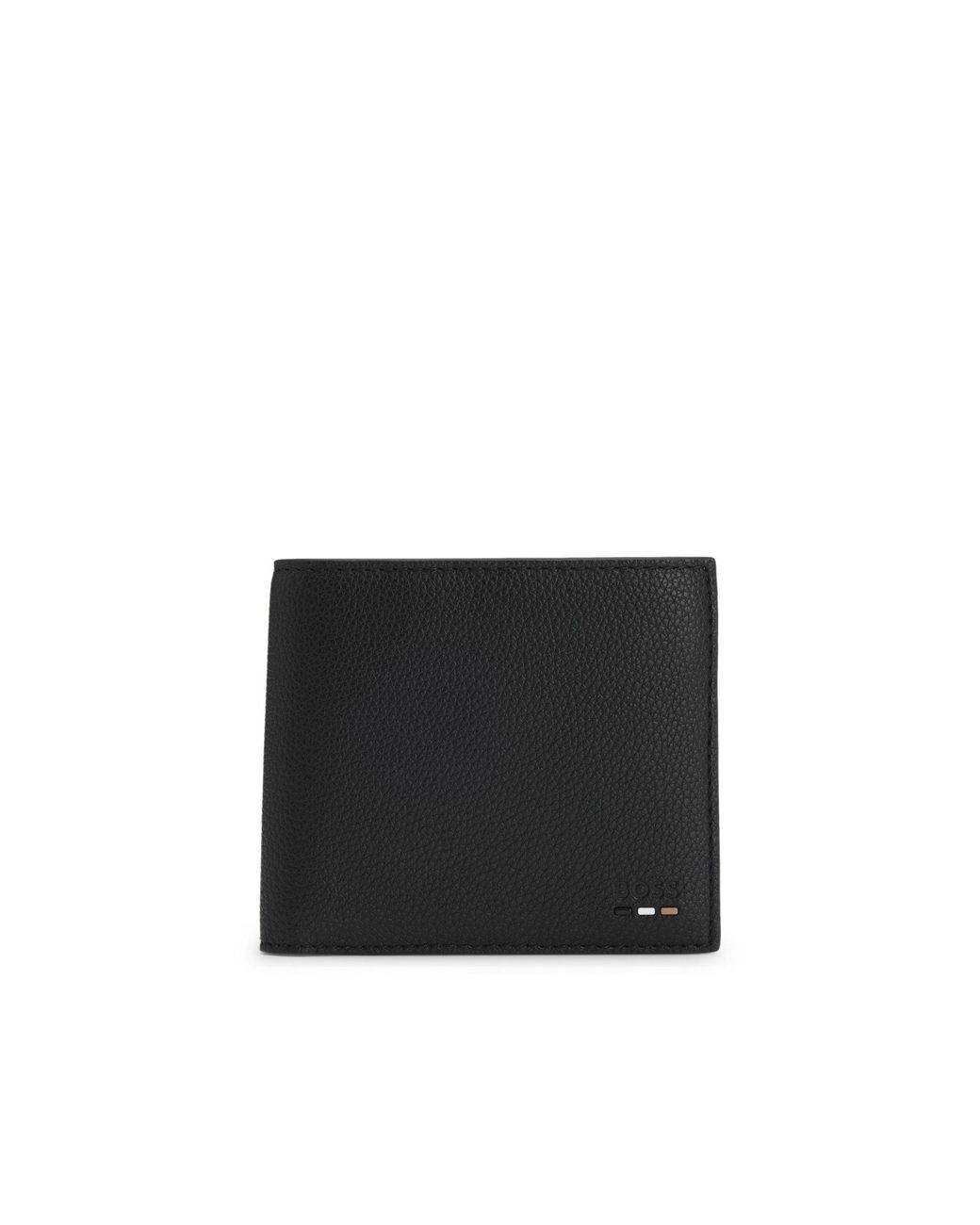 Boss Black Grained Faux-Leather Wallet With Signature-Stripe Trim for men