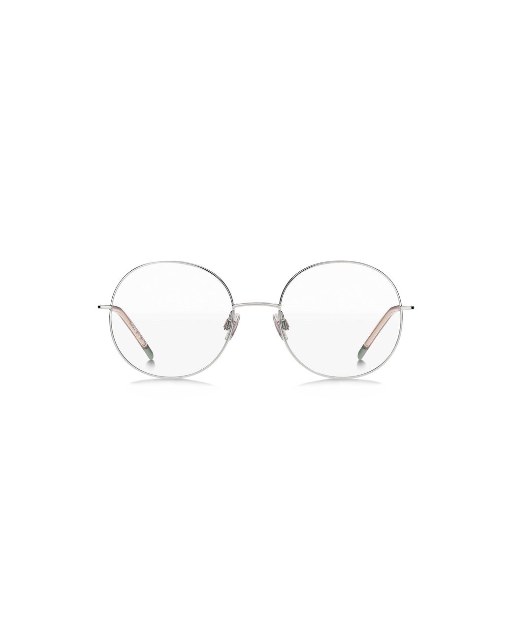 HUGO Metallic Round Optical Frames With Rose-Coloured Trims