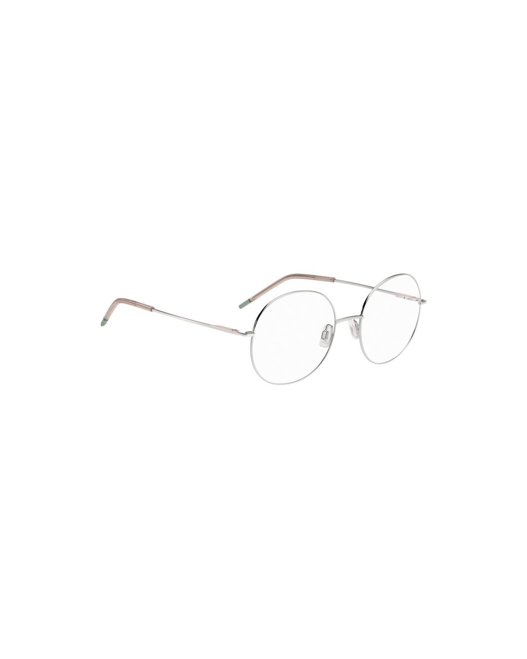 HUGO Metallic Round Optical Frames With Rose-Coloured Trims