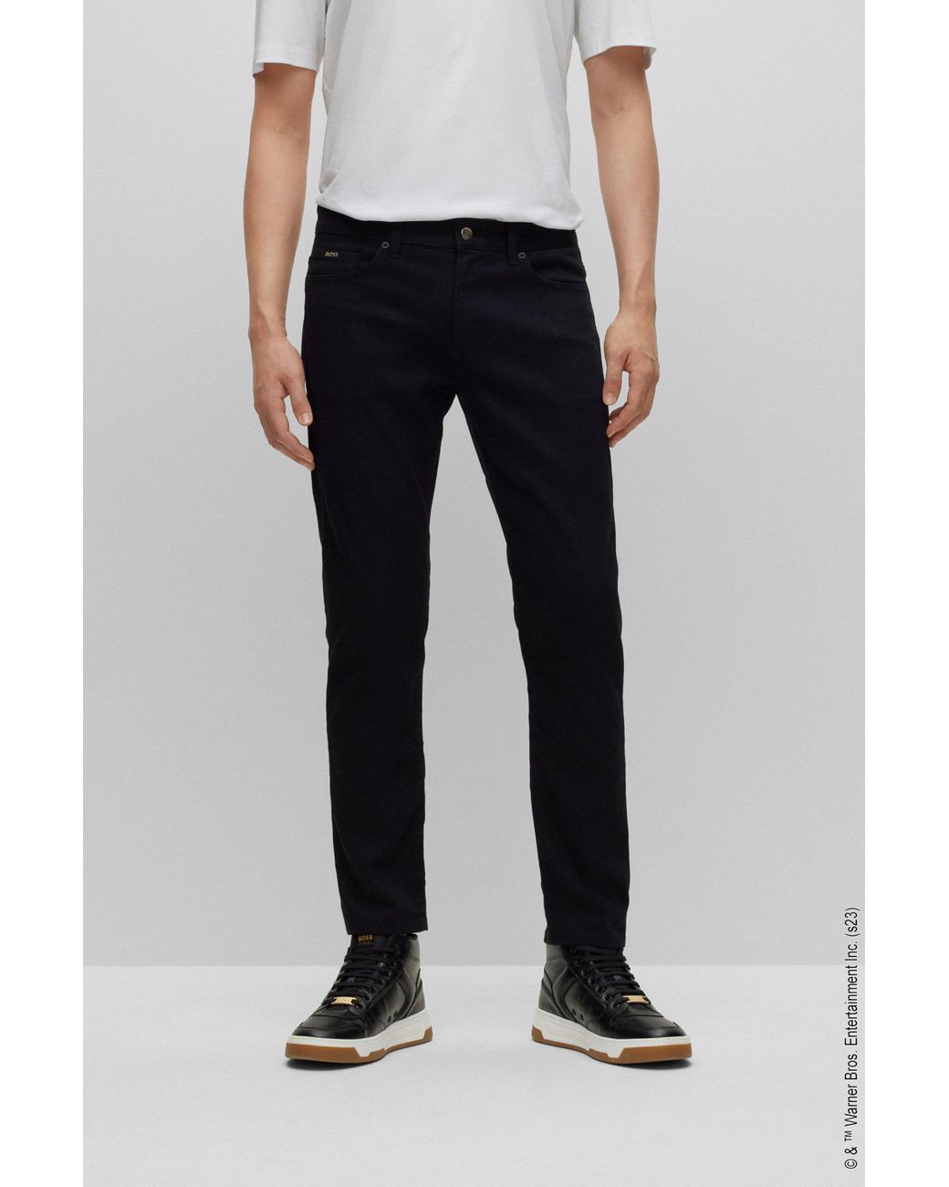 BOSS by HUGO BOSS Looney Tunes X Black Slim-fit Jeans With Cartoon  Embroidery for Men | Lyst