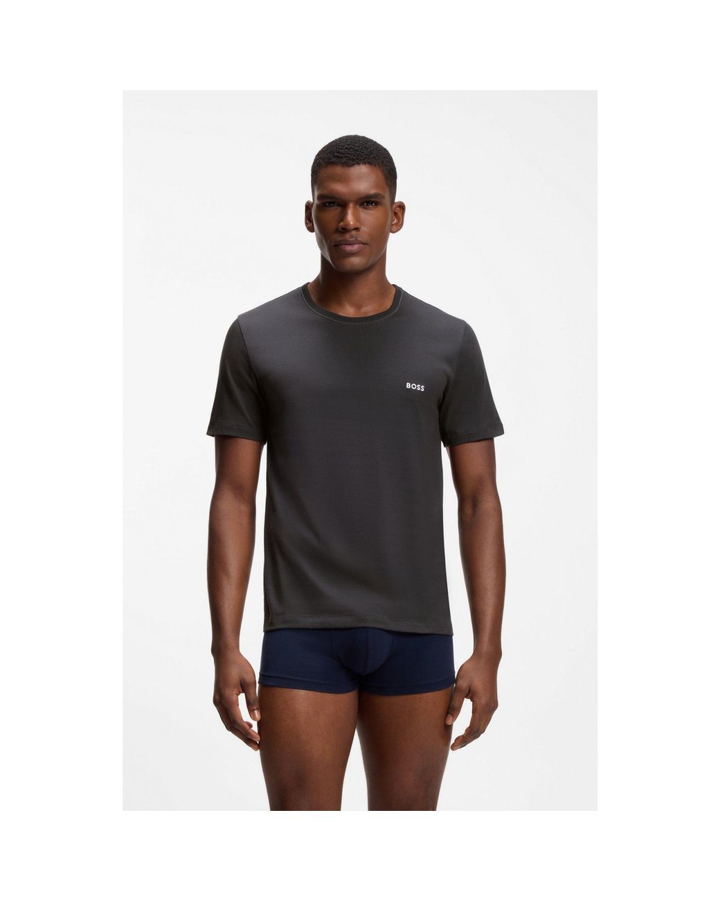 Boss Blue Three-Pack Cotton T-Shirts for men