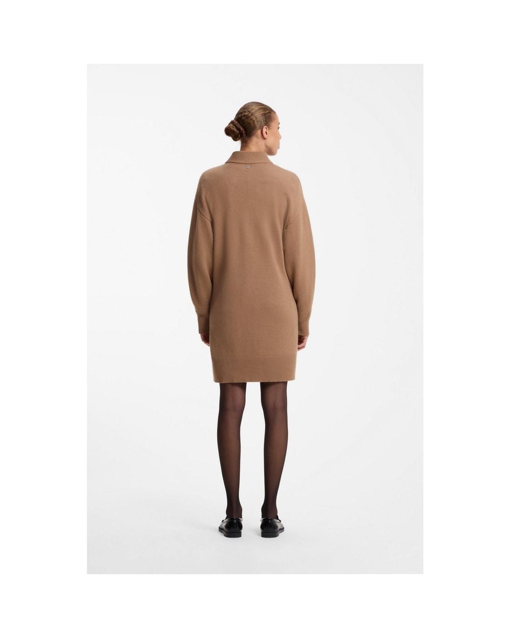 HUGO Natural Oversized-Fit Knitted Dress With Mock Neckline