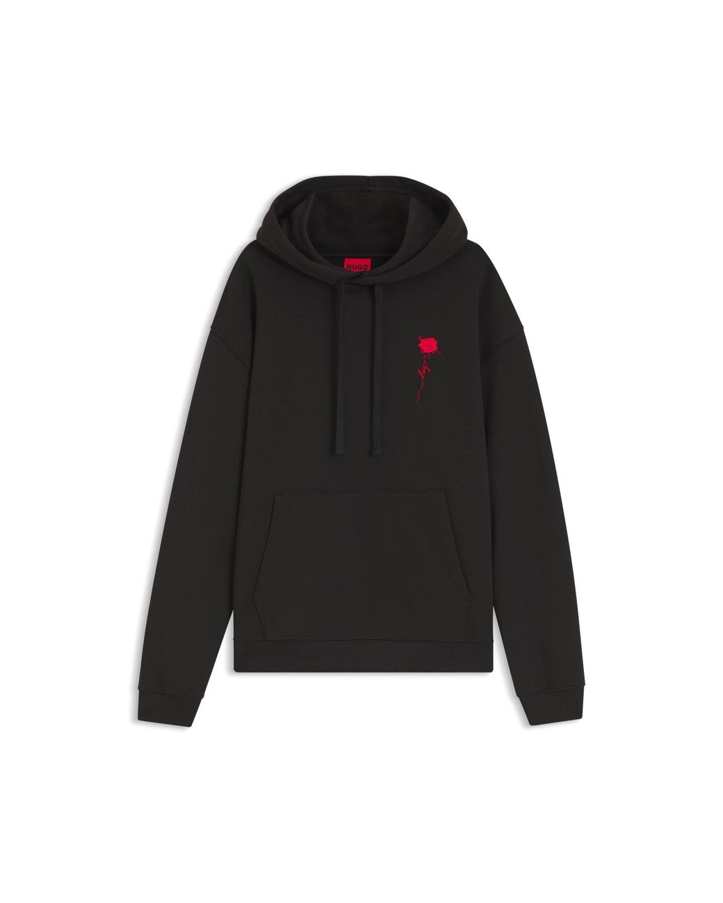 HUGO Black Relaxed-Fit Hoodie for men