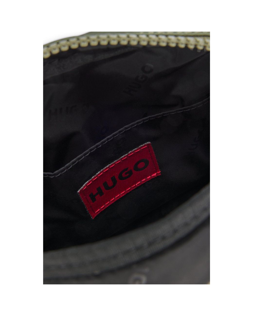HUGO Green Twill Reporter Bag With Metallic Logo Lettering for men