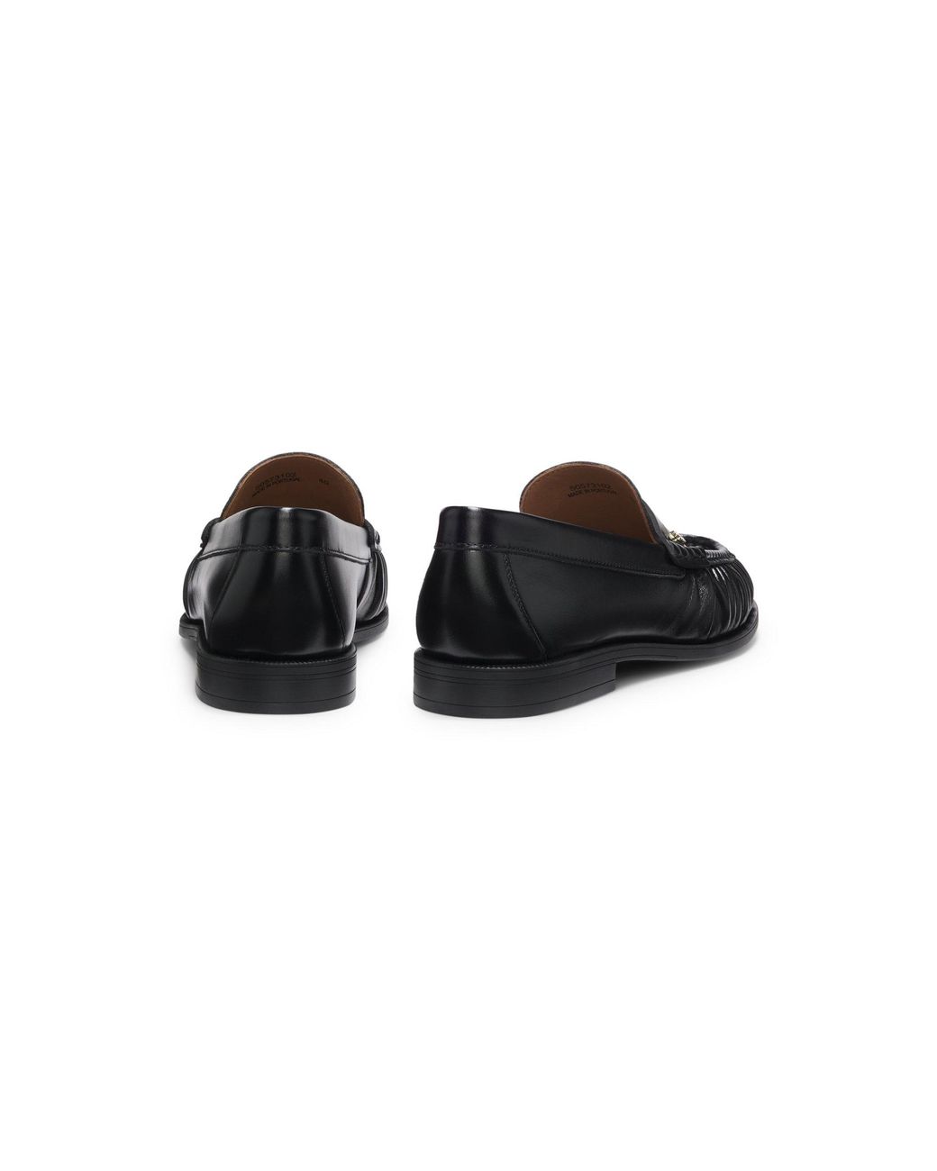 Boss Black Leather Moccasins With Double B Monogram